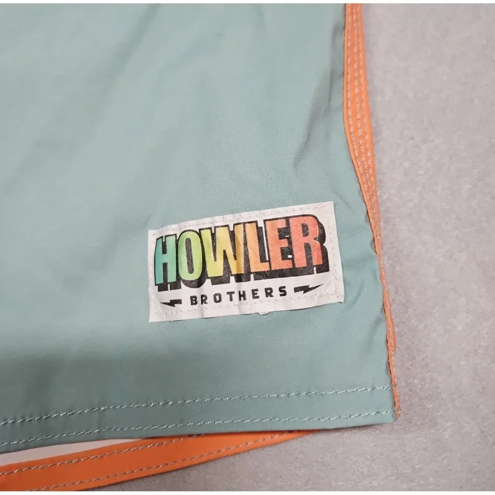 Howler Brothers Mens Orange Blue Color Block Board Shorts Size 38 NWT